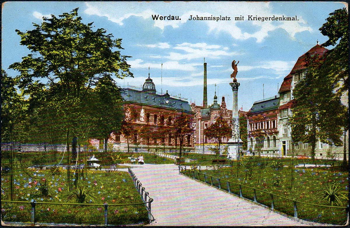 Werdau. Johannisplatz und Kriegerdenkmal
