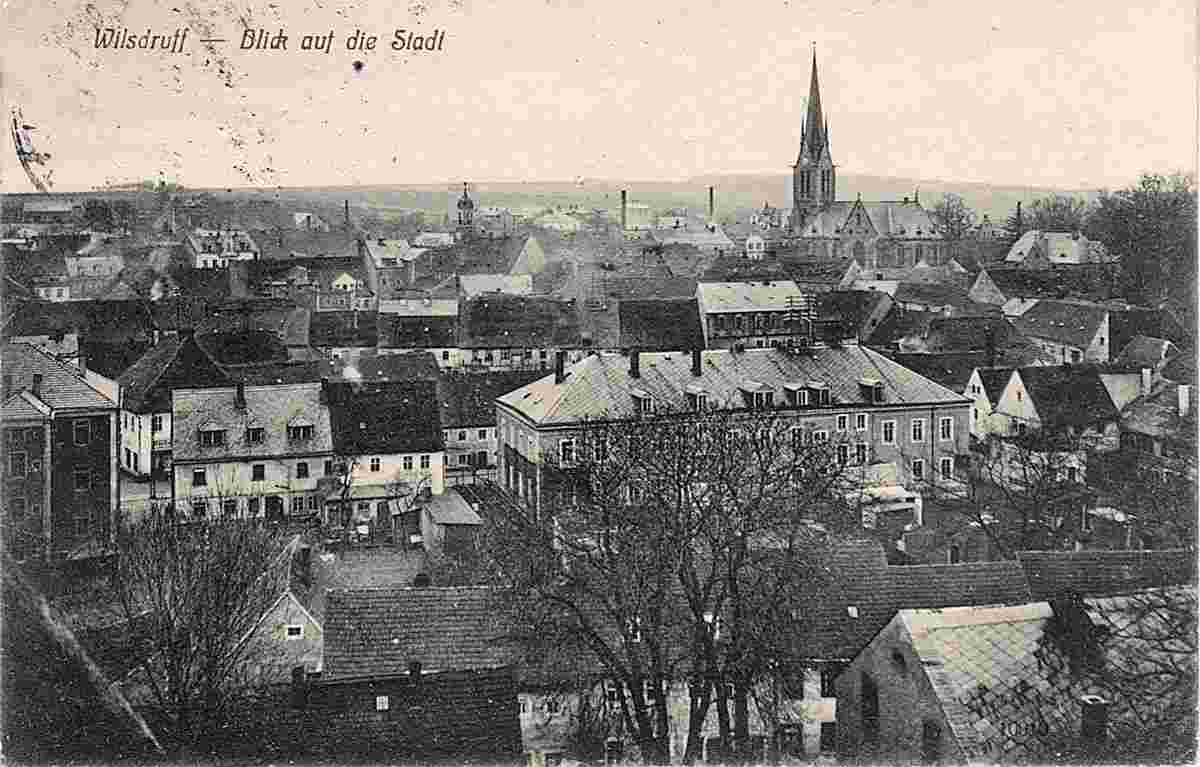Wilsdruff. Blick auf Jakobikirche und Zedtlerstraße, 1916