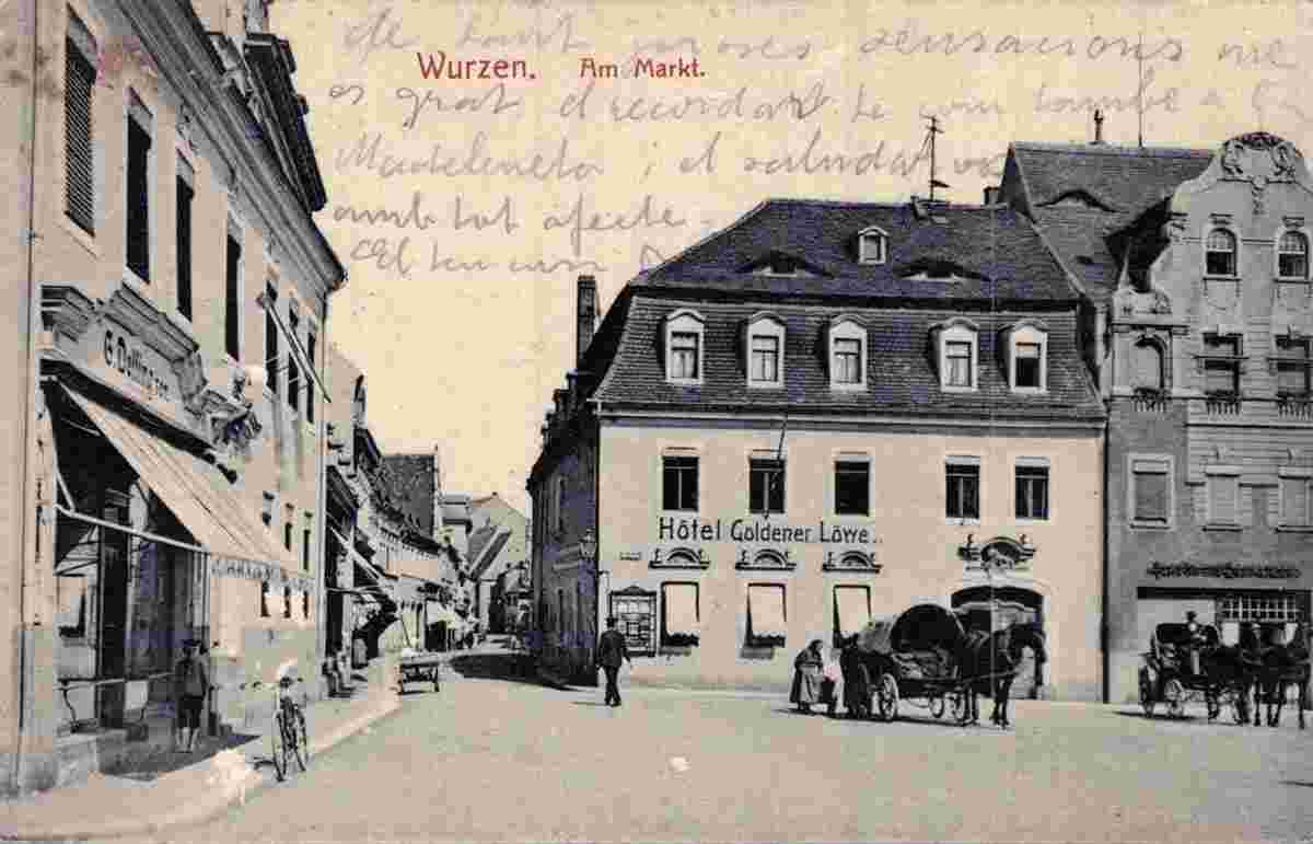 Wurzen. Markt, Hotel 'Goldener Löwe', 1914