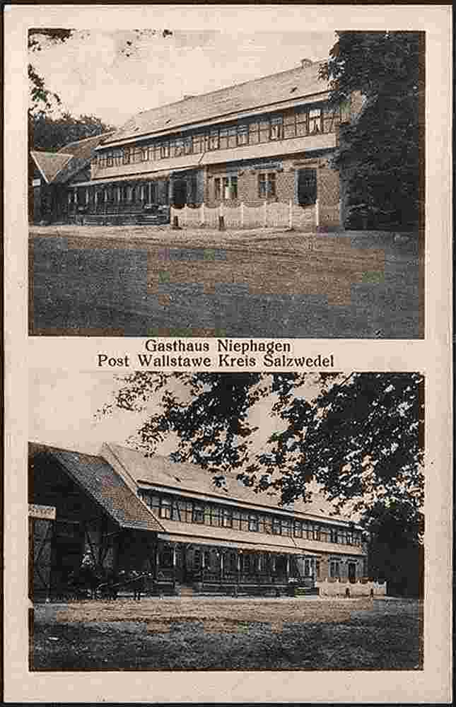 Wallstawe. Gasthaus Niephagen, Post, um 1925