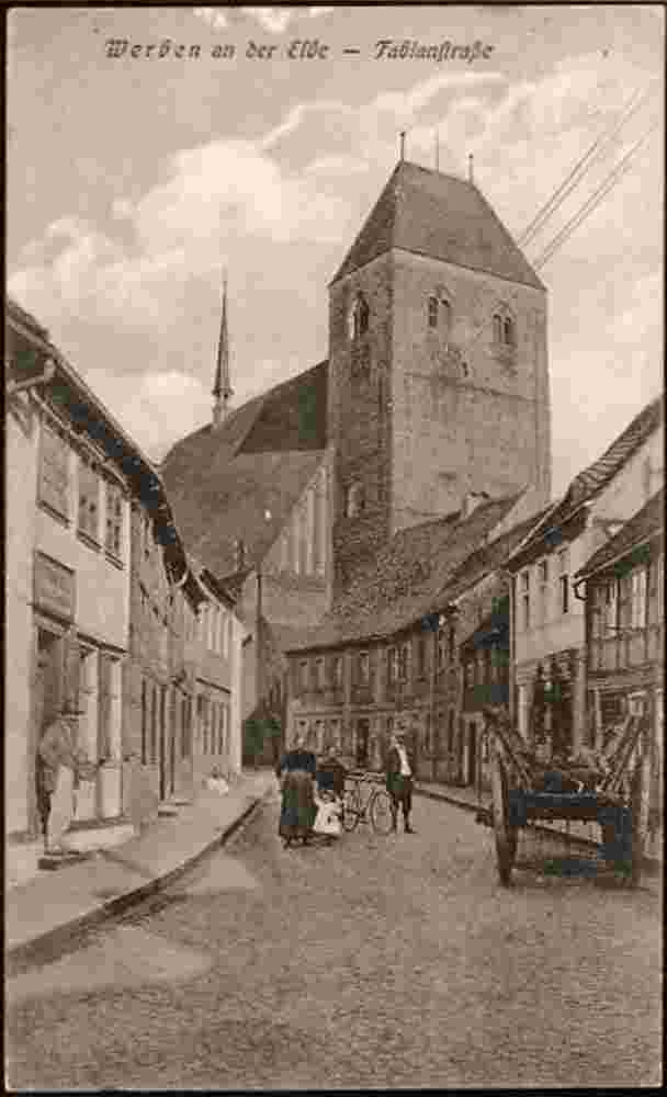Werben. Blick von Fabianstraße mit Kirche, 1910