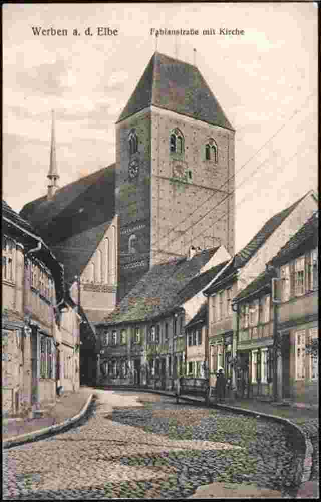 Werben. Blick von Fabianstraße mit Kirche, 1926
