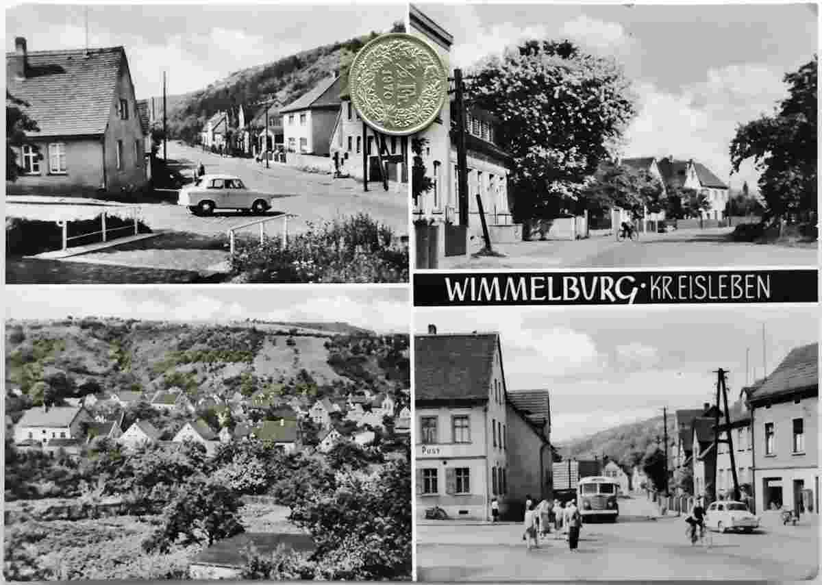 Wimmelburg. Blick von Straßen, Post, 1965