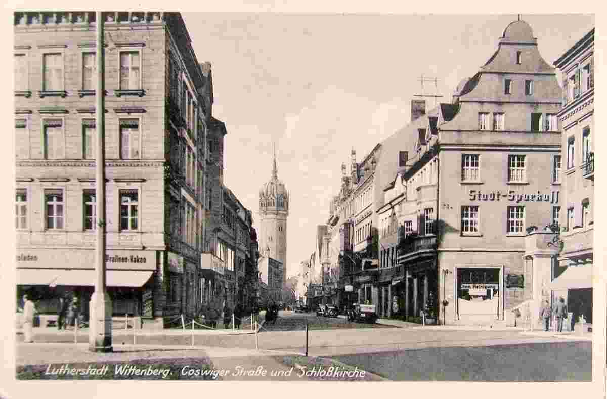 Wittenberg. Coswiger Straße, in der Ferne - Schloßkirche, 1944