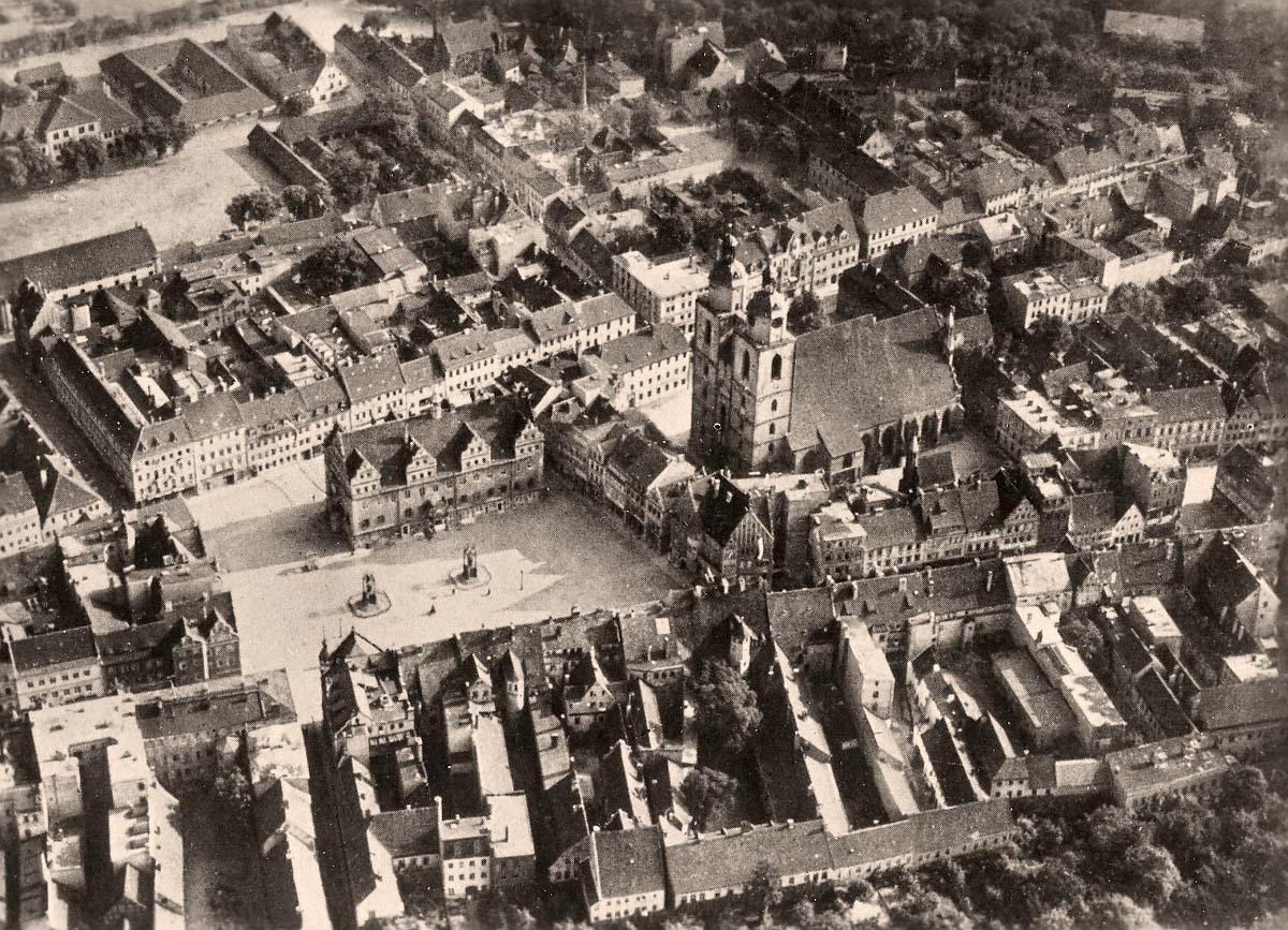Lutherstadt Wittenberg. Panorama von Stadt, 1953