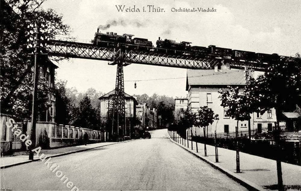 Weida. Oschutzthal Viadukt, Dampf locomotive