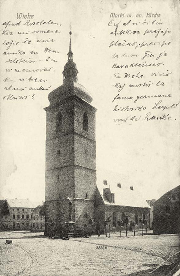 Wiehe. Markt mit Evangelische Kirche, 1912