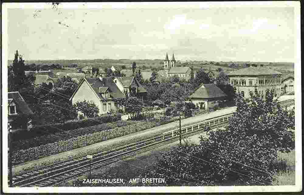 Zaisenhausen. Ansicht Bahnhof und Dorf, 1932
