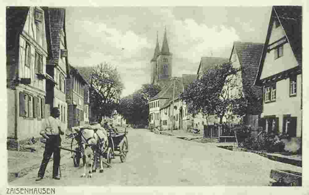Zaisenhausen. Panorama von Dorfstraße, 1914