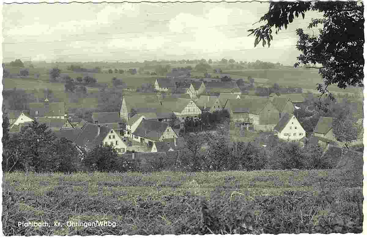 Zweiflingen. Panorama von Pfahlbach, 1960