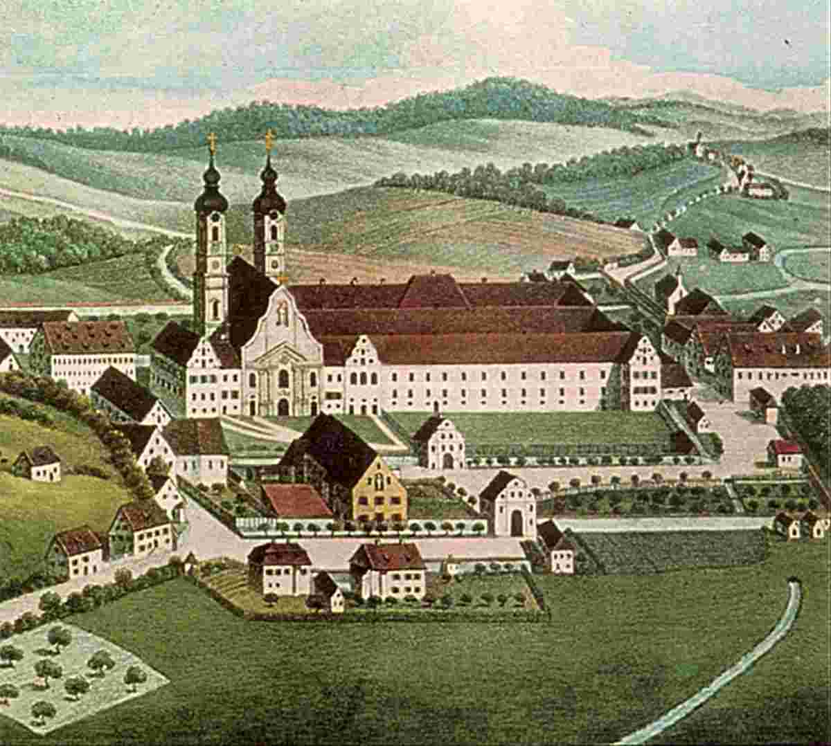Zwiefalten. Panorama von Kloster, 1826