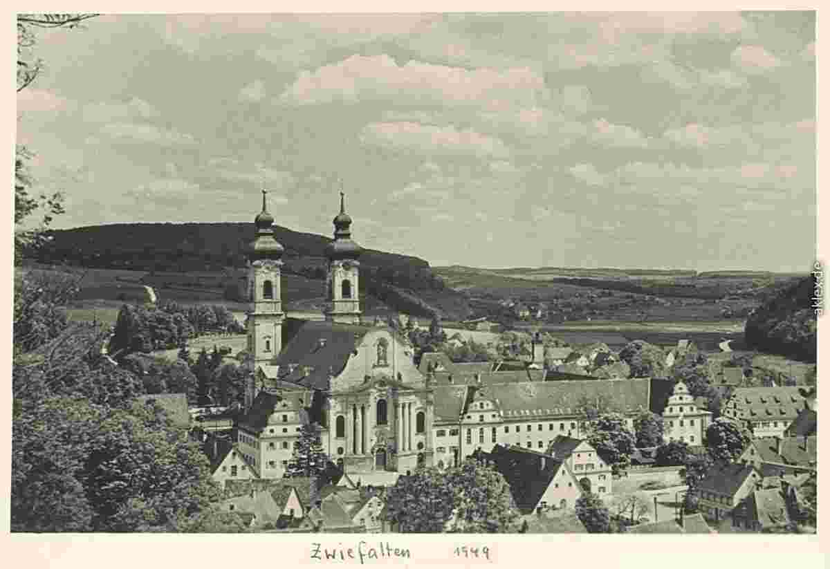 Panorama von Zwiefalten und Kloster, 1949