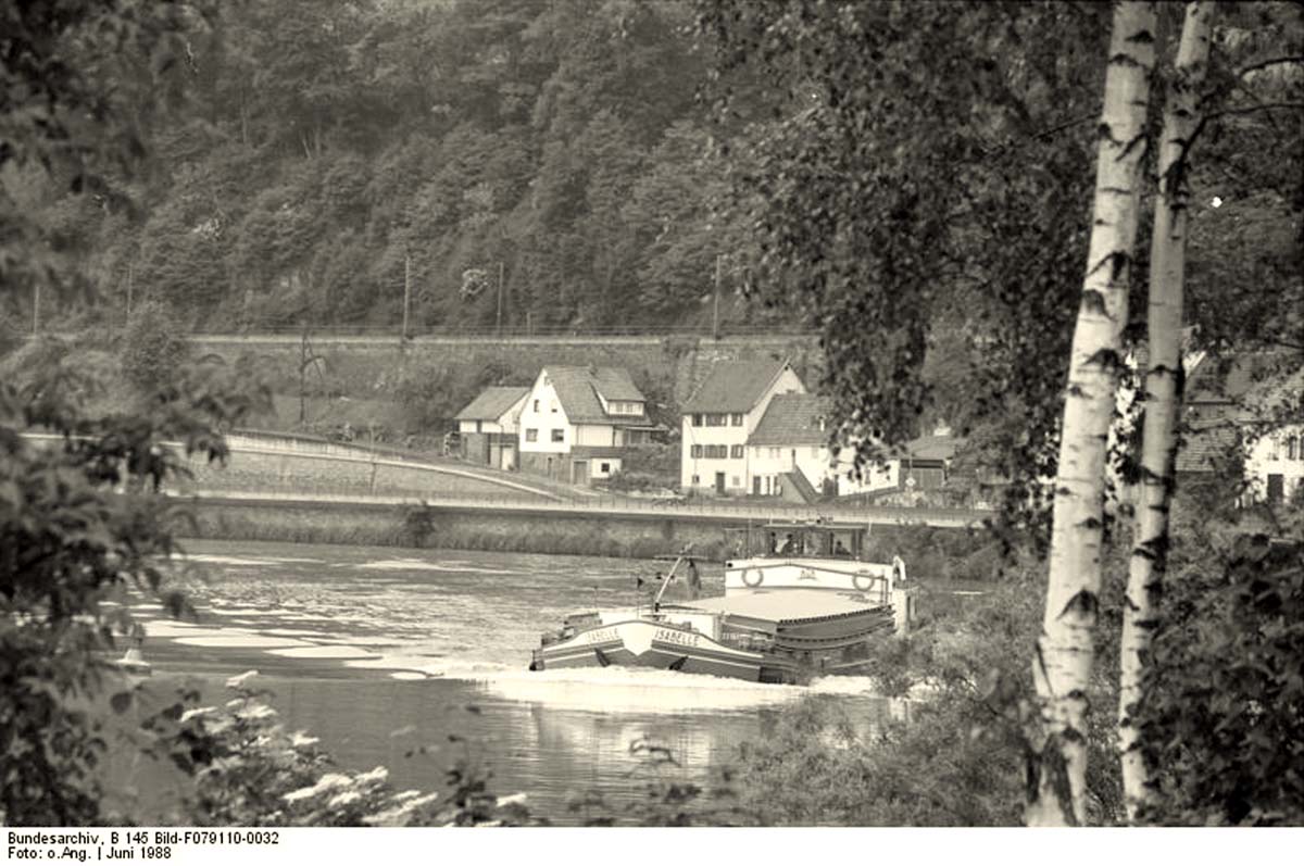 Fluss Neckar bei Zwingenberg, 1988
