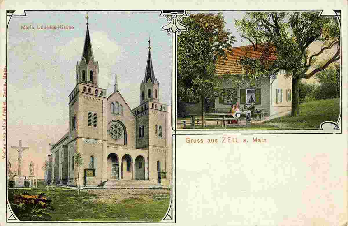 Zeil am Main. Maria Lourdes Kirche, Biergarten, 1907