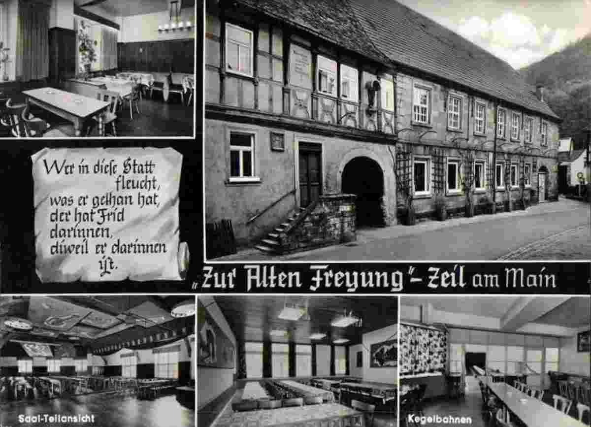 Zeil am Main. Brauerei 'Zur alten Freyung', Saal, Kegelbahn
