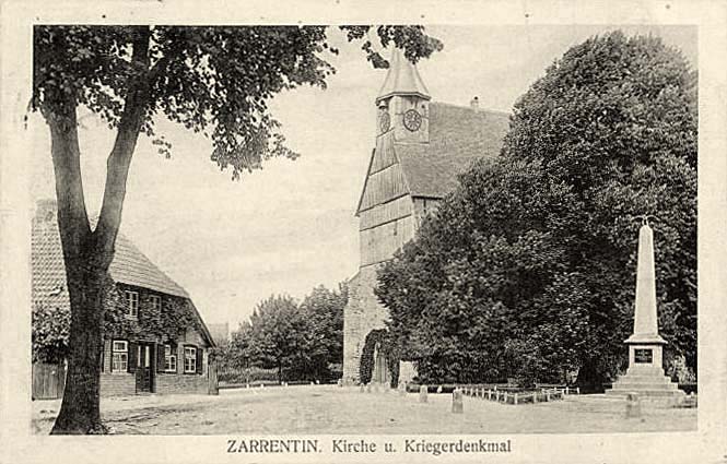 Zarrentin am Schaalsee. Kirche und Kriegerdenkmal