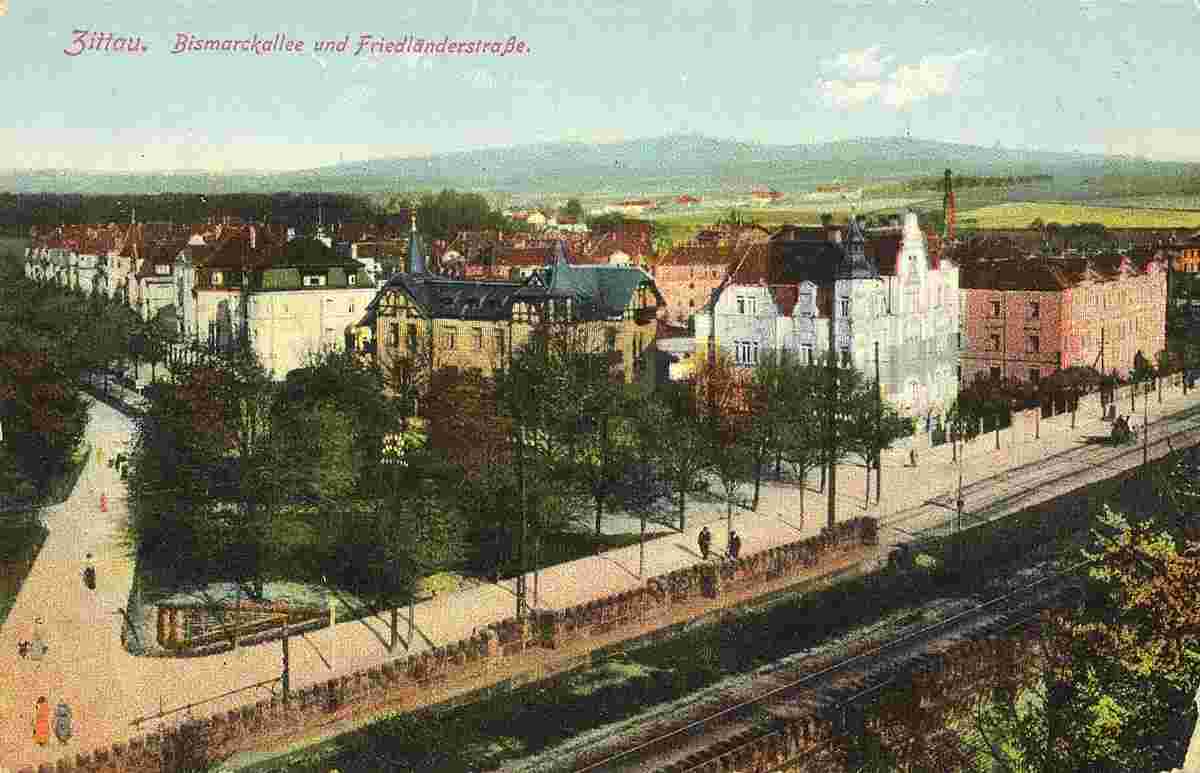 Zittau. Bismarckallee und Friedländerstraße, 1917