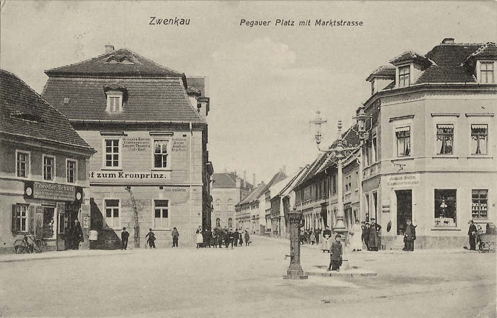Zwenkau. Pegauer Platz und Marktstrraße