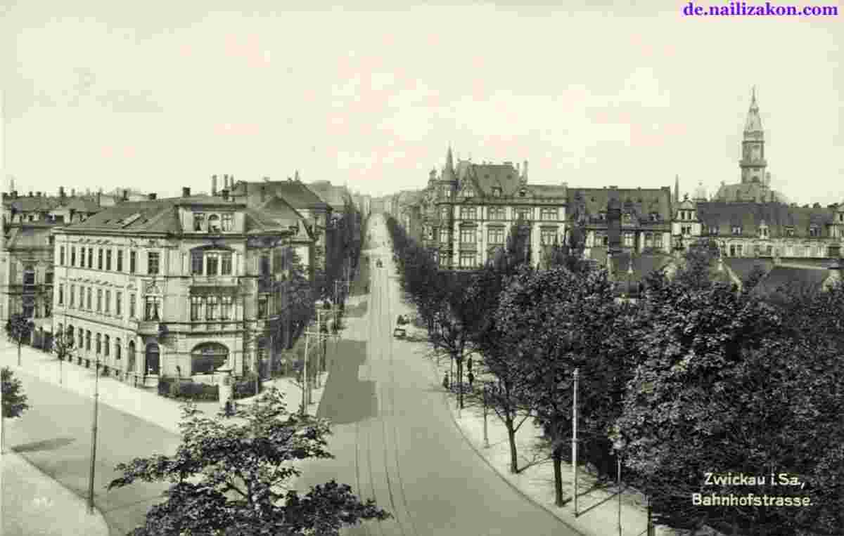 Zwickau. Bahnhofstraße, um 1920