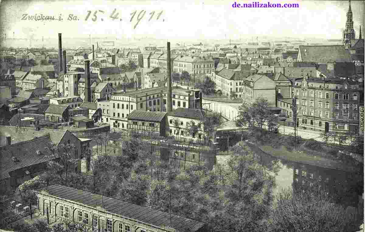 Zwickau. Panorama von Fabrik, 1911